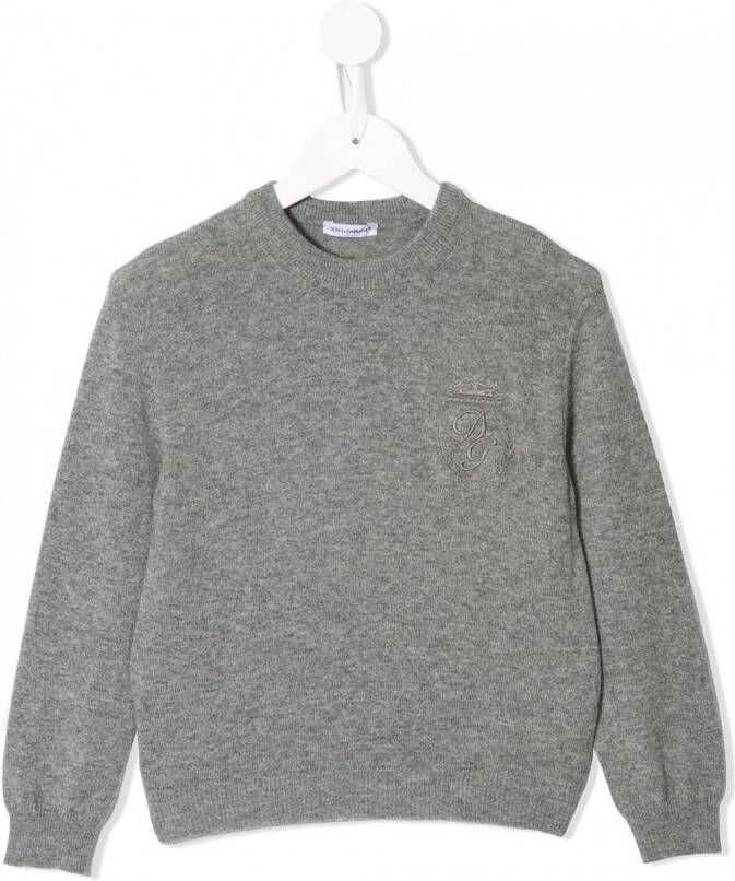 Dolce & Gabbana Kids Sweater met geborduurd logo Grijs