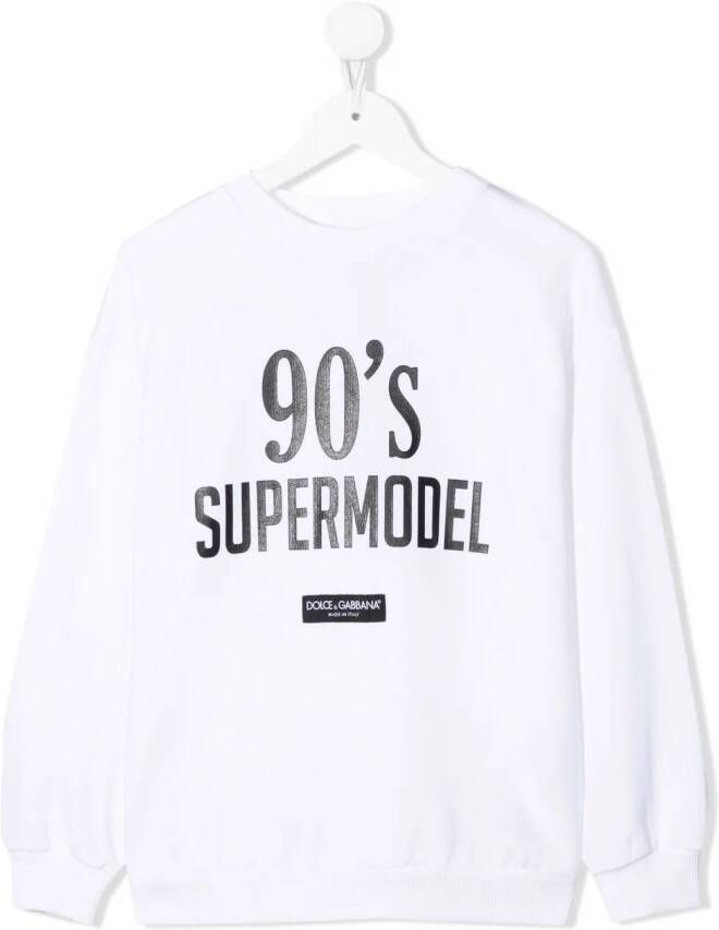 Dolce & Gabbana Kids Sweater met tekst Wit
