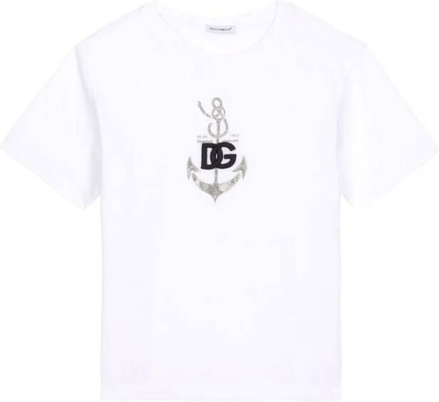 Dolce & Gabbana Kids T-shirt met anker-print Wit