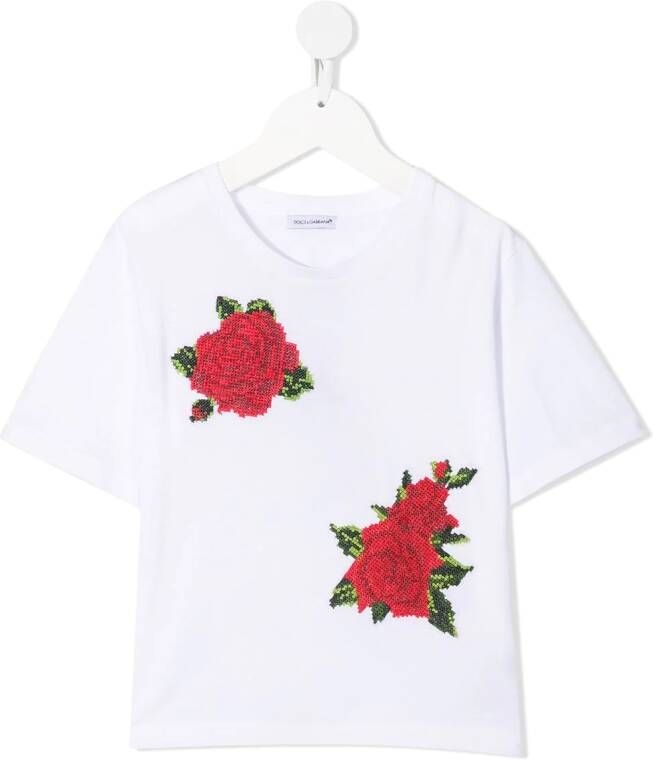 Dolce & Gabbana Kids T-shirt met bloe Wit
