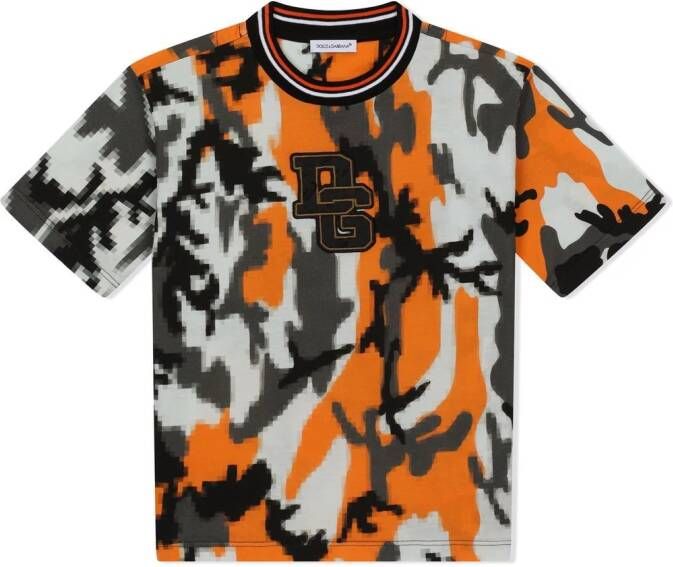 Dolce & Gabbana Kids T-shirt met camouflageprint Grijs