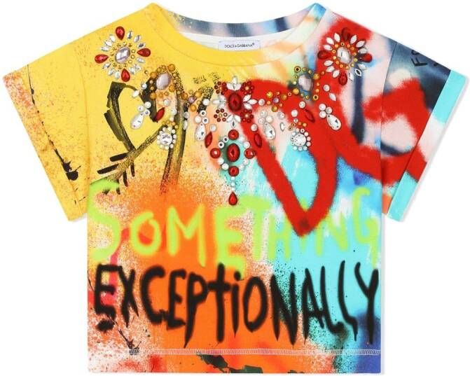 Dolce & Gabbana Kids T-shirt met graffiti-print Veelkleurig