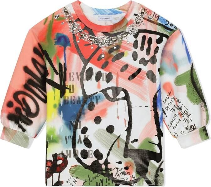 Dolce & Gabbana Kids T-shirt met graffiti-print Wit