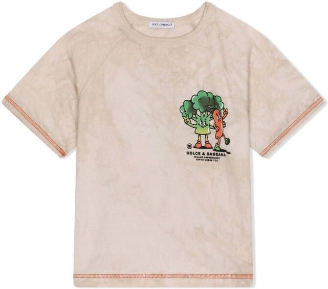Dolce & Gabbana Kids T-shirt met grafische print Beige