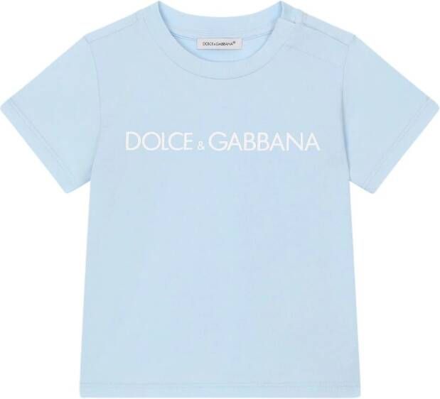 Dolce & Gabbana Kids T-shirt met logo-print Blauw