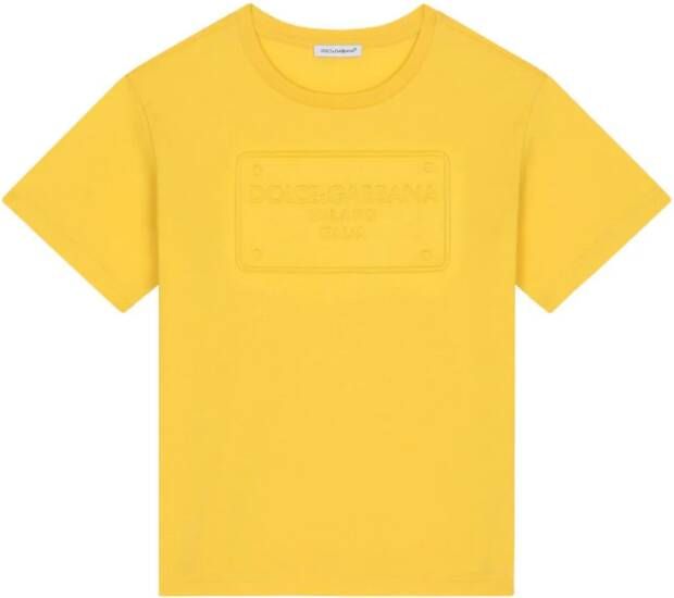 Dolce & Gabbana Kids T-shirt met logo-reliëf Geel