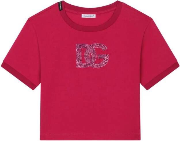 Dolce & Gabbana Kids T-shirt met logo van stras Rood