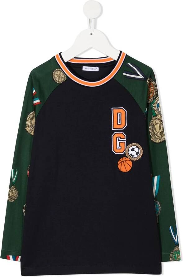 Dolce & Gabbana Kids T-shirt met logopatch Blauw