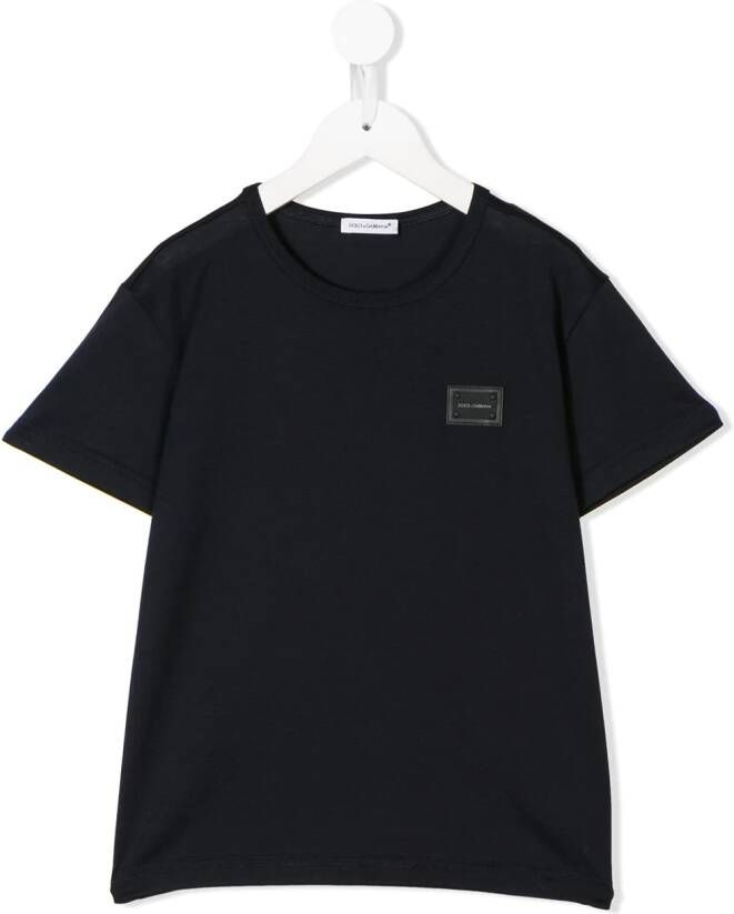 Dolce & Gabbana Kids T-shirt met logopatch Blauw