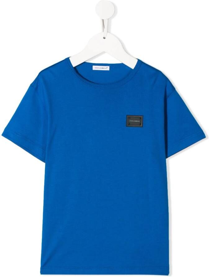 Dolce & Gabbana Kids T-shirt met logopatch Blauw