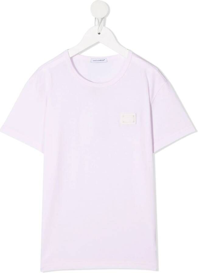 Dolce & Gabbana Kids T-shirt met logoplakkaat Roze