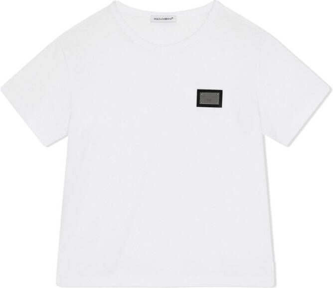 Dolce & Gabbana Kids Katoenen T-shirt met logo Wit