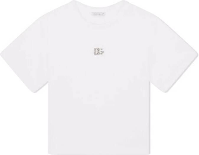 Dolce & Gabbana Kids Katoenen T-shirt met logo Wit