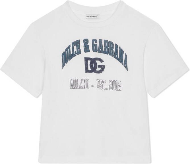 Dolce & Gabbana Kids Katoenen T-shirt met logo Wit