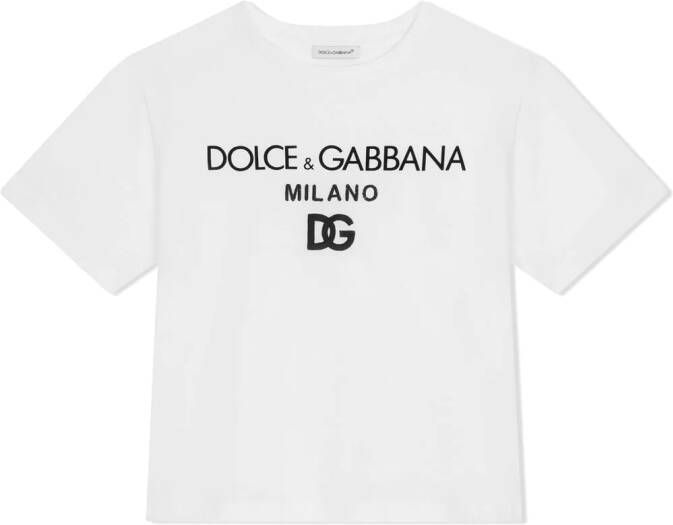 Dolce & Gabbana Kids T-shirt met borduurwerk Wit