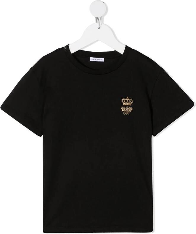 Dolce & Gabbana Kids T shirt met logoprint kinderen polyamide Polyester Lurex katoen Viscose 10 Zwart