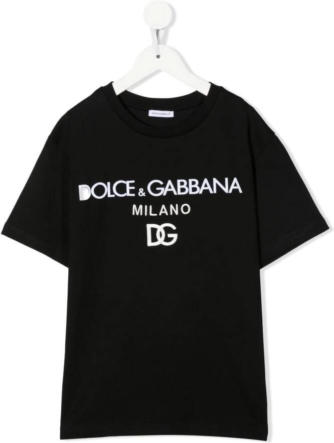 Dolce & Gabbana Kids T-shirt met borduurwerk Zwart