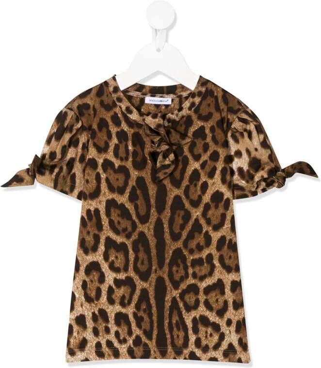 Dolce & Gabbana Kids T-shirt met luipaardprint Bruin