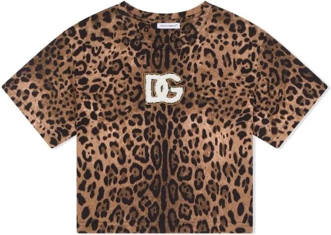 Dolce & Gabbana Kids T-shirt met luipaardprint Bruin