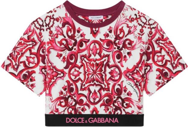 Dolce & Gabbana Kids T-shirt met Majolica-print Wit