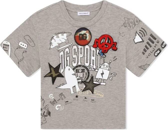 Dolce & Gabbana Kids T-shirt met patch Grijs