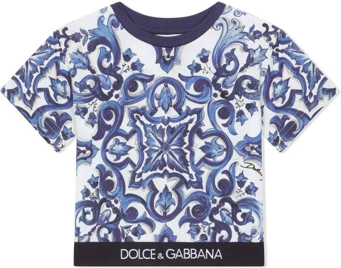 Dolce & Gabbana Kids T-shirt met print Blauw