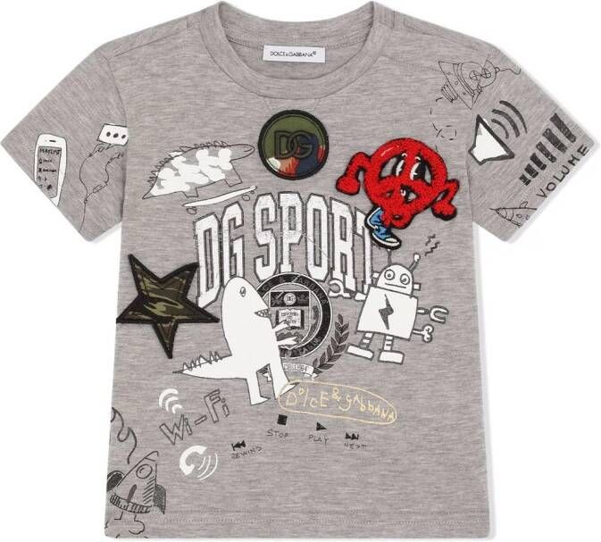 Dolce & Gabbana Kids T-shirt met print Grijs