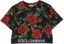 Dolce & Gabbana Kids T-shirt met roosprint Zwart - Thumbnail 1