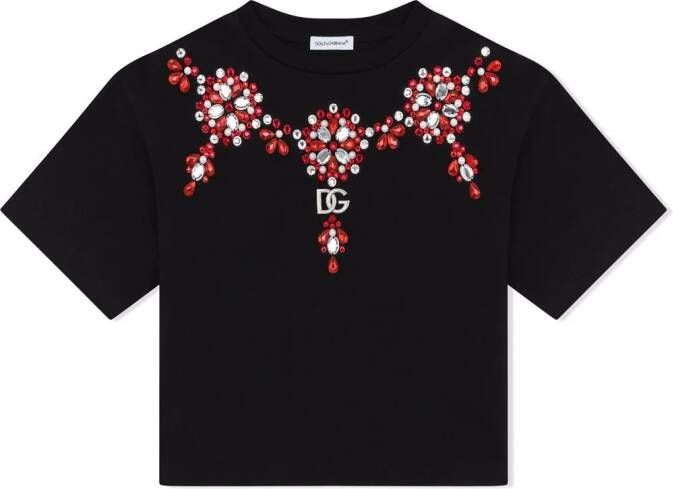 Dolce & Gabbana Kids T-shirt verfraaid met edelsteen Zwart