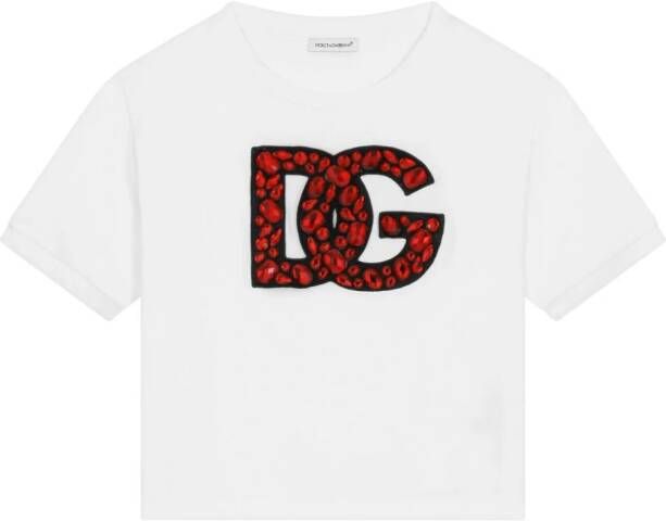 Dolce & Gabbana Kids T-shirt verfraaid met kristallen Wit