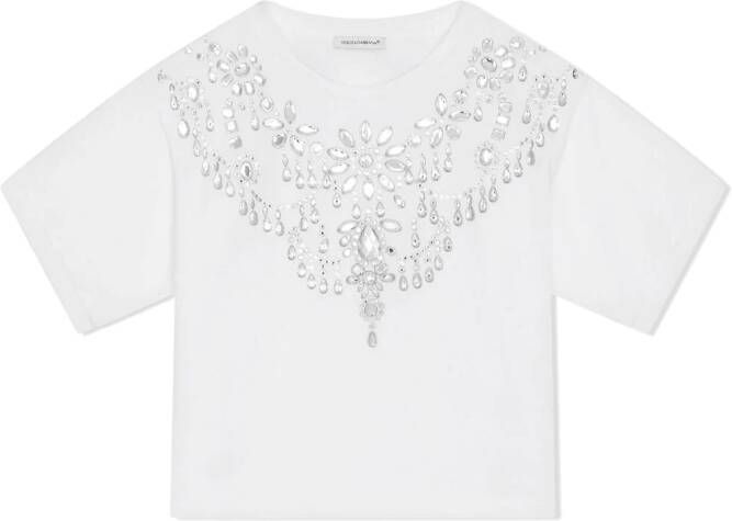 Dolce & Gabbana Kids T-shirt verfraaid met stras Wit