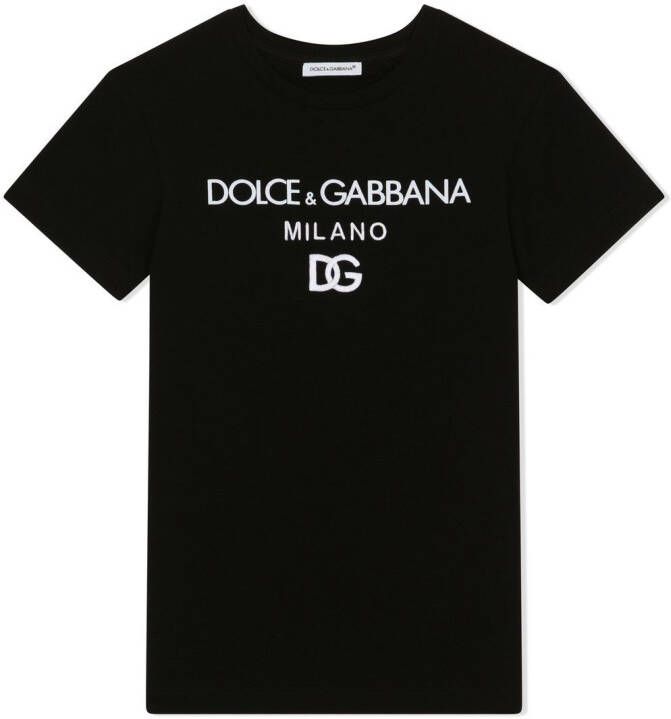 Dolce & Gabbana Kids T-shirtjurk met logoprint Zwart
