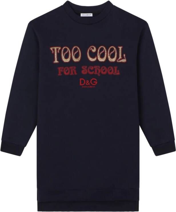Dolce & Gabbana Kids T-shirtjurk met tekst Blauw