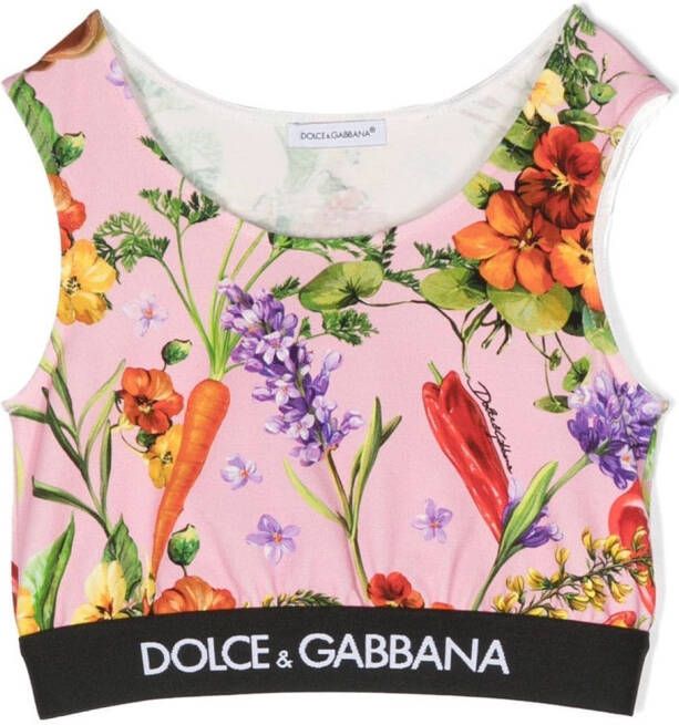 Dolce & Gabbana Kids Top met bloemenprint Roze