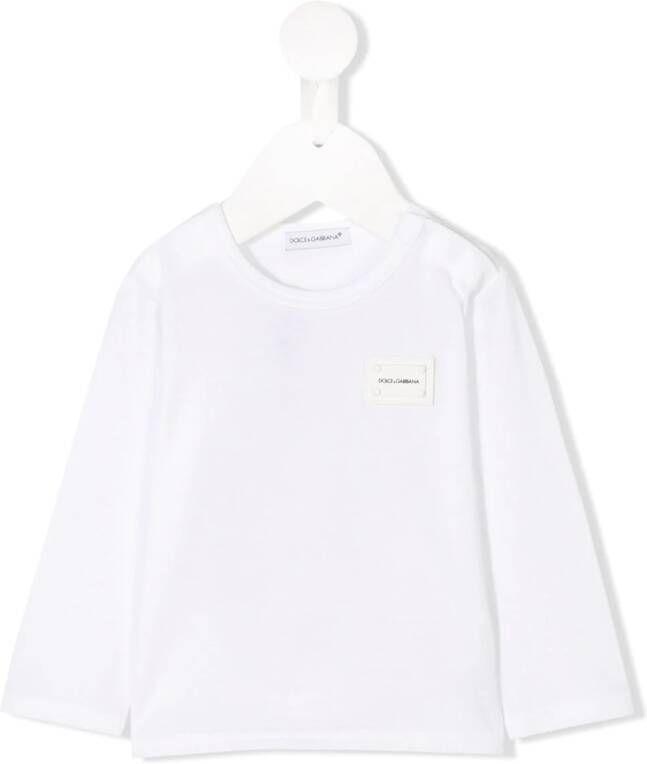 Dolce & Gabbana Kids top met lange mouwen en logo plakkaat Wit
