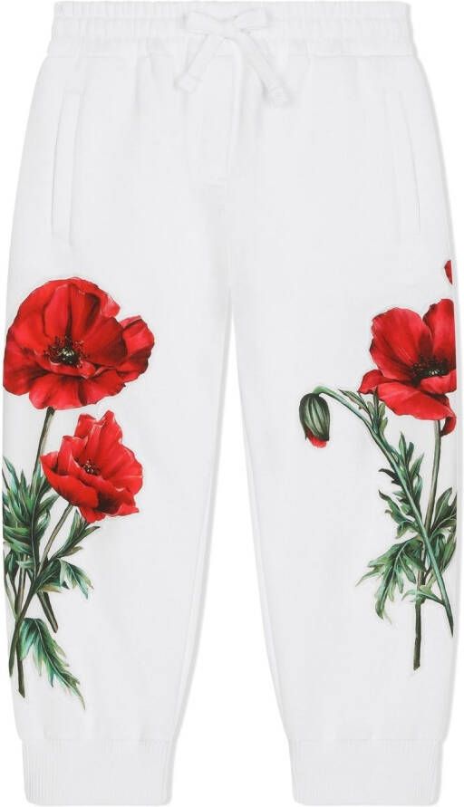 Dolce & Gabbana Kids Trainingsbroek met bloemenprint Wit