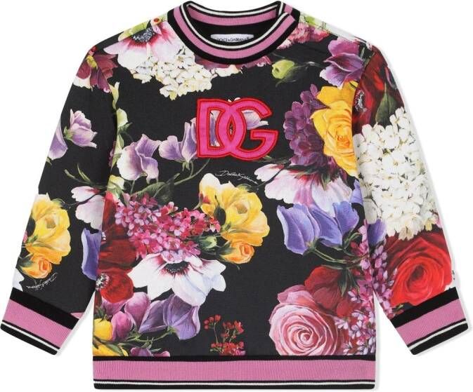 Dolce & Gabbana Kids Trui met bloe print Zwart