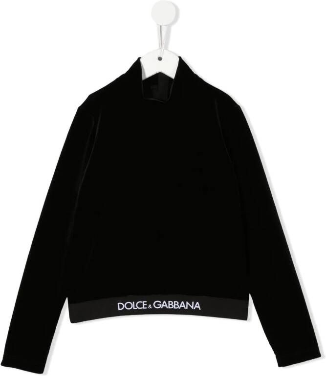 Dolce & Gabbana Kids Trui met logoband Zwart