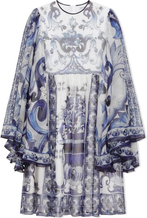 Dolce & Gabbana Kids Zijden jurk Blauw