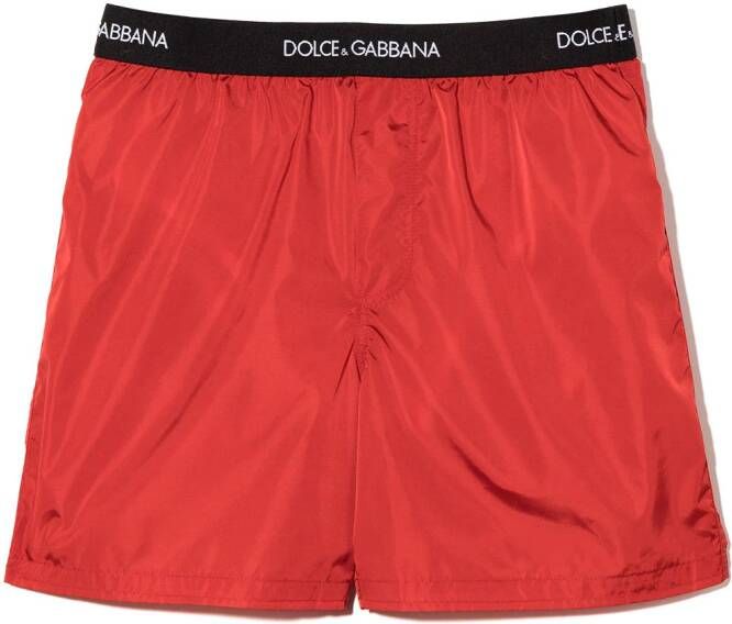 Dolce & Gabbana Kids Zwembroek met logoband Rood