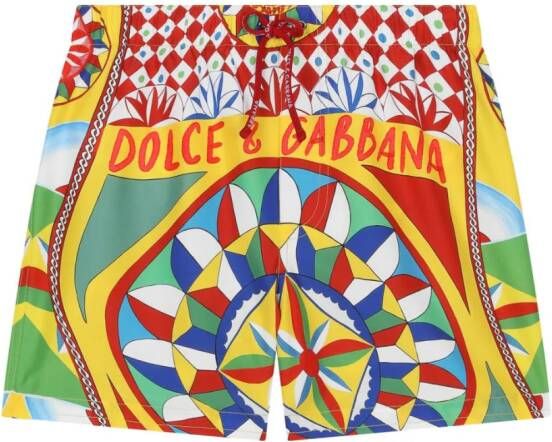 Dolce & Gabbana Kids Zwembroek met logoprint Geel
