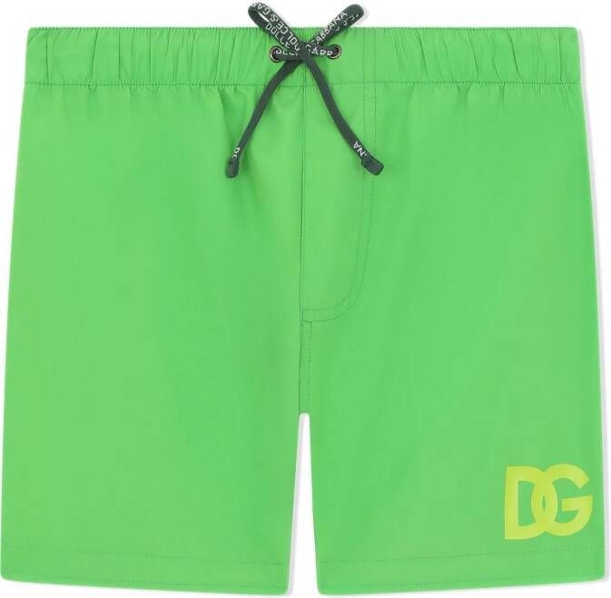 Dolce & Gabbana Kids Zwembroek met logo Groen