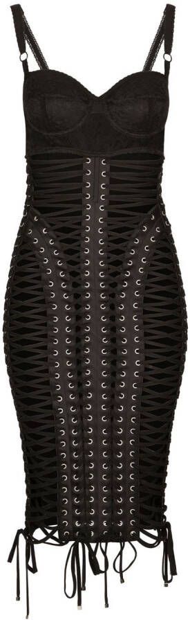Dolce & Gabbana KIM DOLCE&GABBANA midi-jurk met ringlets Zwart