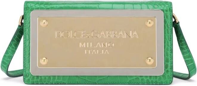 Dolce & Gabbana Leren telefoonhoes met logo label Groen