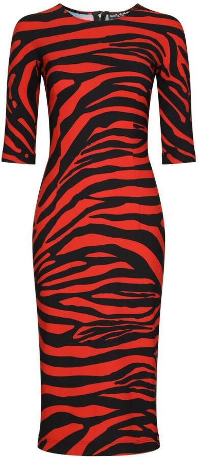 Dolce & Gabbana Kokerjurk met zebraprint Rood