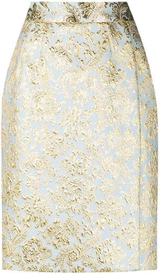 Dolce & Gabbana Kokerrok met fleur de lis patroon Blauw