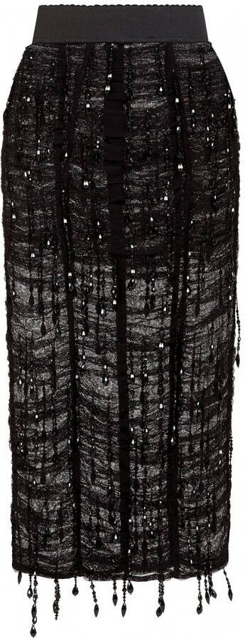 Dolce & Gabbana Kokerrok met kralen Zwart