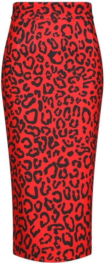 Dolce & Gabbana Kokerrok met luipaardprint Rood