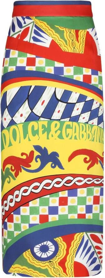 Dolce & Gabbana Kokerrok met print Geel