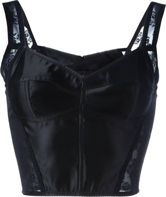 Dolce & Gabbana lace detail cropped top Zwart